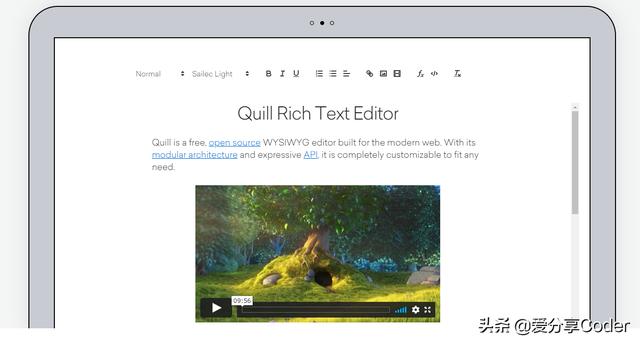 这一款开源免费的富文本编辑器，是值得推荐的——Quill