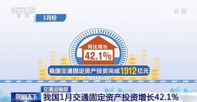 交通|我国1月交通固定资产投资完成1912亿元 同比增长42.1%