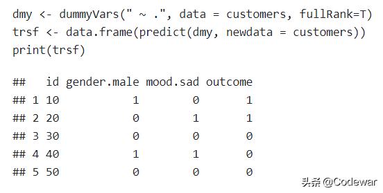R语言：利用caret的dummyVars函数设置虚拟变量