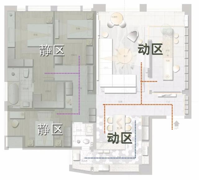 居家动线重不重要你细品，提倡客餐厅做洄游路线，干家务顺手顺心