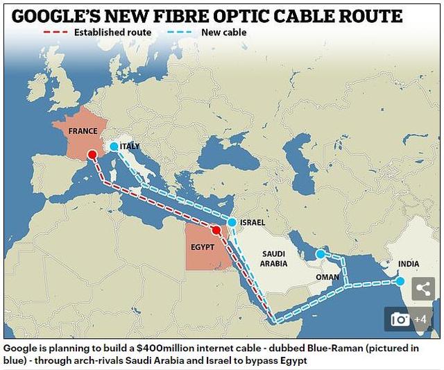 谷歌欲建沙特-以色列光缆 打通印欧互联网流向新出口
