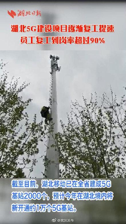 光明网:5G建设项目逐渐复工提速 员工复工到岗率超过90%