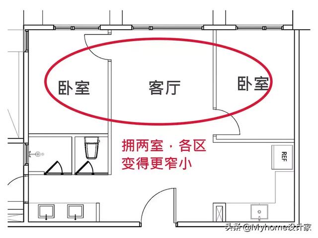 隔断|56平米小户型想扩容？平面布置图这样改，砸掉隔断收纳翻2倍