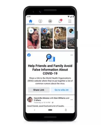 Facebook将更直接地打击COVID-19错误信息 并向用户发出通知