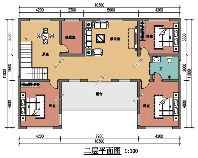 5卧2厅2卫，占地16×11米的农村别墅，结婚就盖这样的房