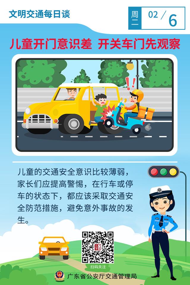 你的育儿经|【每日一图】儿童开门意识差，开关车门先观察