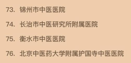 山西4所中医院上榜中医特色优势与科技影响力前100