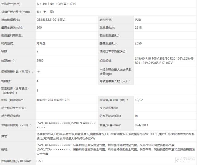 上汽大众新款途昂X申报信息 外观小幅调整