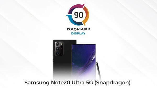 第一！三星Note20 Ultra（骁龙版）DXO屏幕得分公布