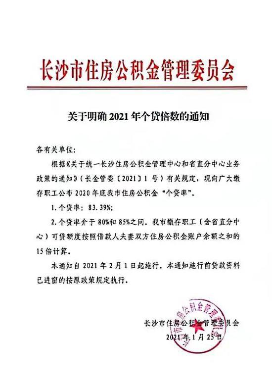 个贷|注意！2021年长沙住房公积金个贷率有所调整