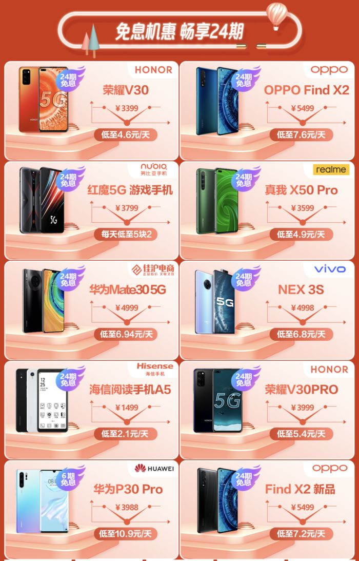 [太平洋电脑网]京东手机319领京贴活动开启 5G手机至高享12期免息
