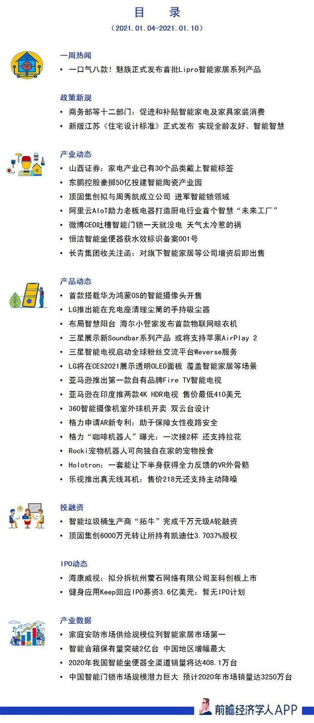 前瞻智能家居产业全球周报第99期：海康威视分拆萤石网络上市，魅族发布8款健康照明新品