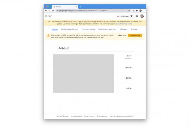 Google Pay的旧版应用和网站将在1月失去支付功能