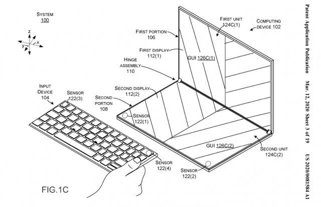 #环球网#Surface Neo新专利曝光：屏幕遮挡可自动调整显示区域