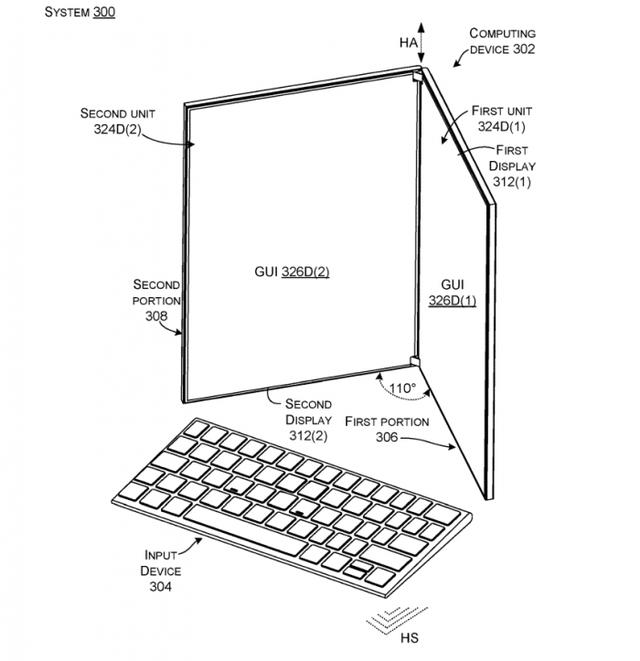 #环球网#Surface Neo新专利曝光：屏幕遮挡可自动调整显示区域