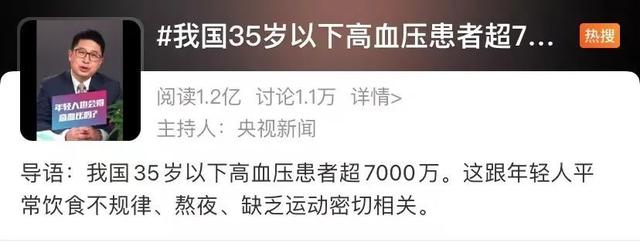 高血压|我国35岁以下高血压患者超7000万上热搜！医生：高血压正年轻化，4个元凶早发现