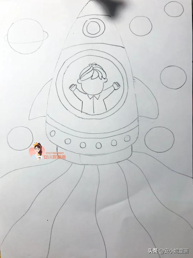 你的育儿经▲线描色彩结合「呼~火箭」