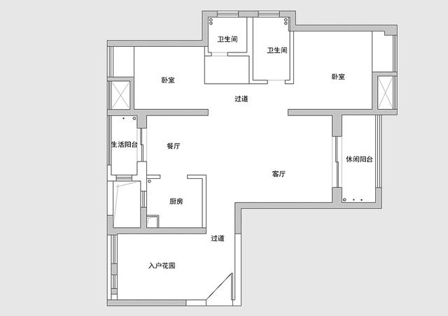 80平通过改造后也能做三房两卫，还能拥有双阳台，小户型的福音