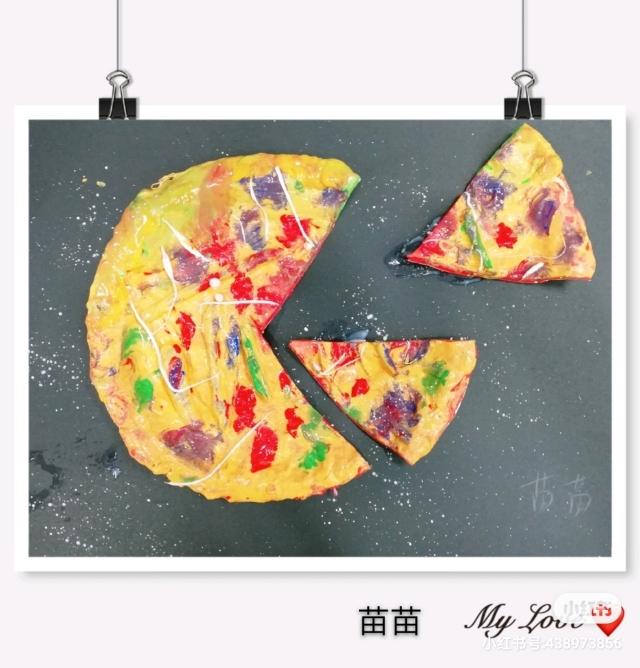 #你的育儿经#看到就想吃的美味披萨,是幼儿园宝宝们的绘画作品
