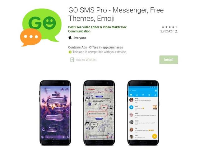 因隐私安全漏洞 谷歌Play商店下架第三方短信应用GO SMS Pro