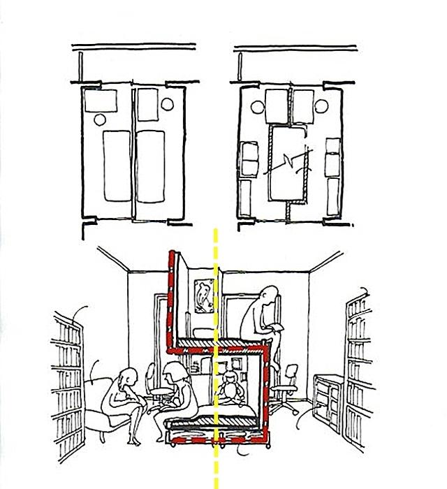 一间房2个孩子睡，建议床一上一下这样隔房间，都有独立私密空间