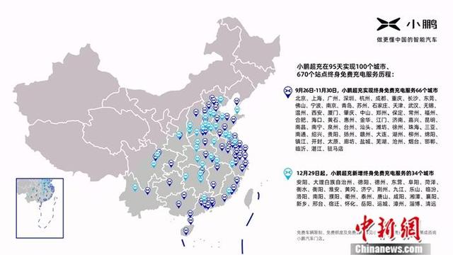 小鹏|小鹏汽车95天实现100个城市终身免费充电服务