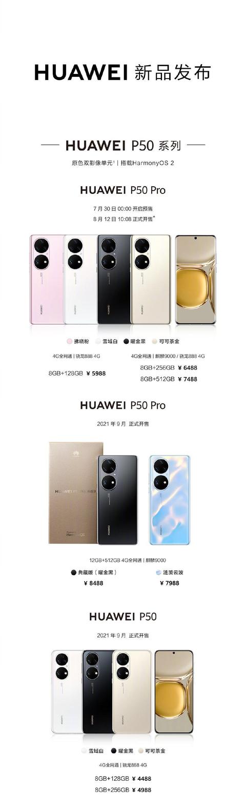 华为|华为P50系列亮相：首款预装鸿蒙的手机，不支持5G网络
