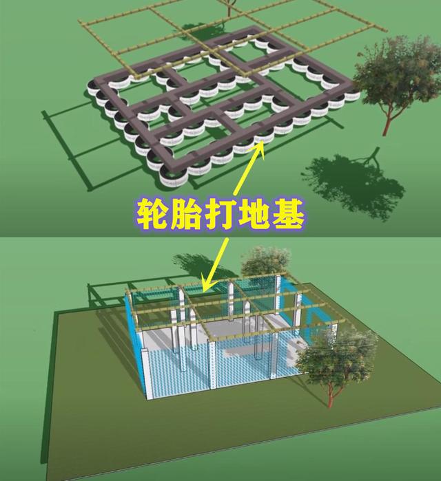 100个轮胎打地基？国外人也太敢想、敢做了吧