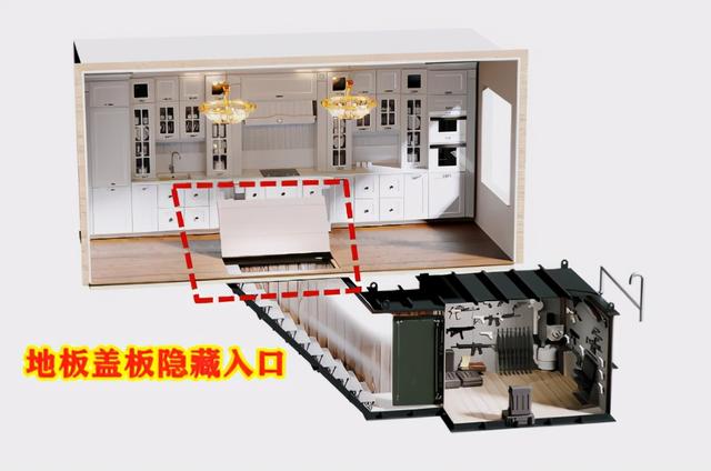 家里如果有地下室，学邻居把地下室入口藏在岛台下，小偷都找不着