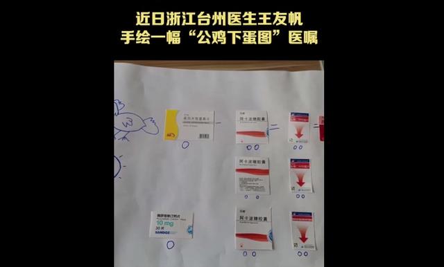 医生手绘“公鸡下蛋图”嘱咐病人按时吃药，网友看后直呼被暖到