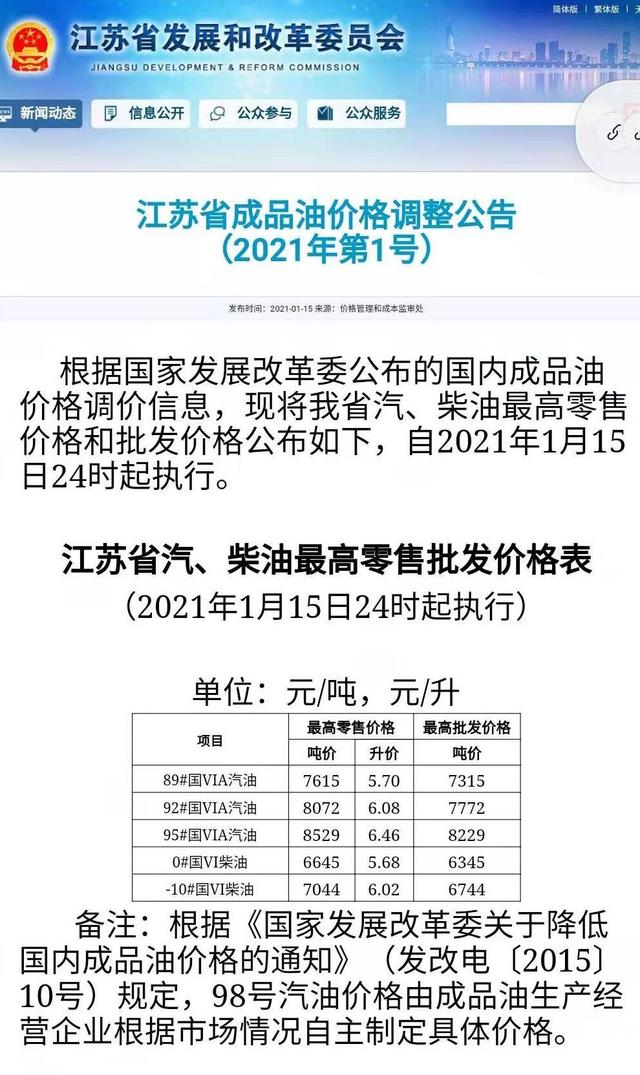 五连涨！油价迎2021年首次上调，江苏92号汽油上涨至6.08元/升