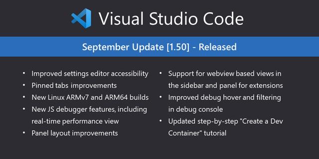 「开源资讯」Visual Studio Code1.50发布