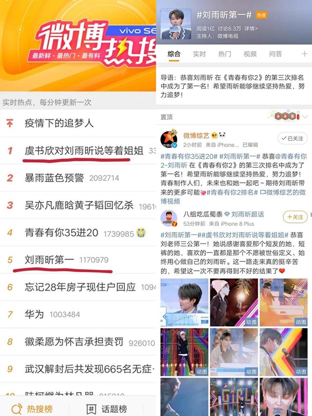 《青春有你2》虞书欣第一位置不保，排名被刘雨昕超越fun娱乐