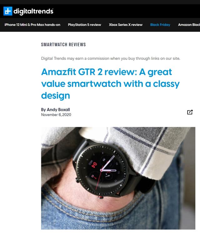 外媒点赞Amazfit GTR2 具有经典设计的超值智能手表