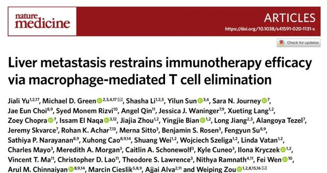 Nature子刊：癌症扩散到肝脏更危险，患者免疫系统无法激活