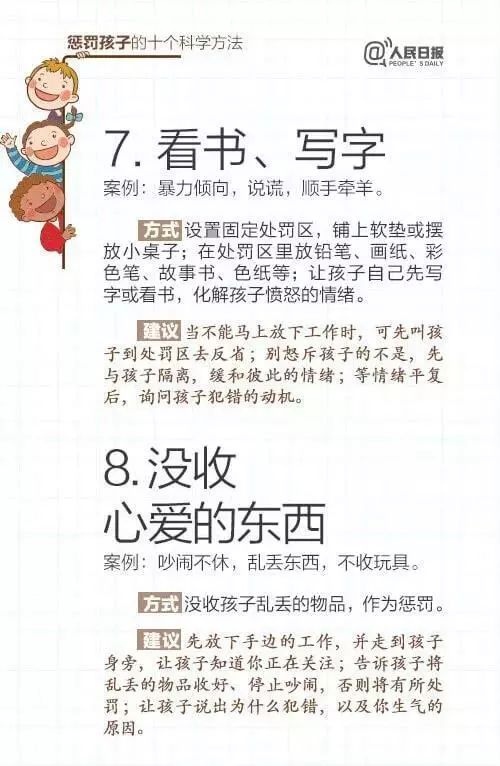 暖先生格调@人民日报:15个表扬孩子和10个惩罚孩子的科学方法,家长必读!