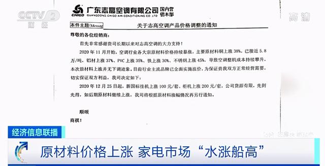 价格|央视财经调查：原材料价格上涨，家电市场“水涨船高”