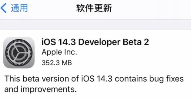 iOS 14.3 beta2 发布，修复假死Bug