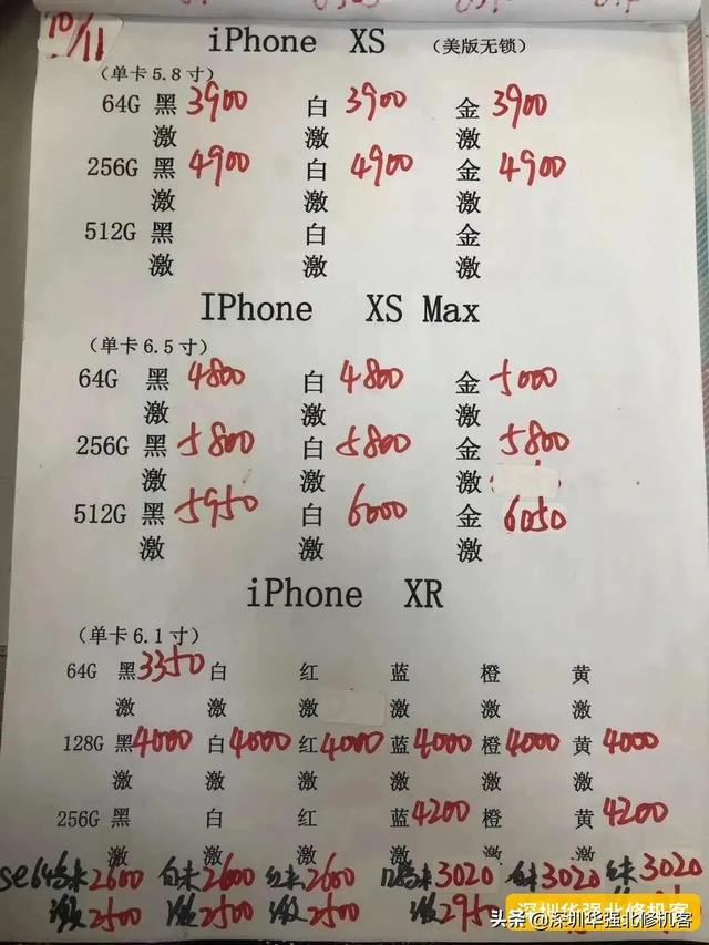 2020-11-11 各品牌手机报价