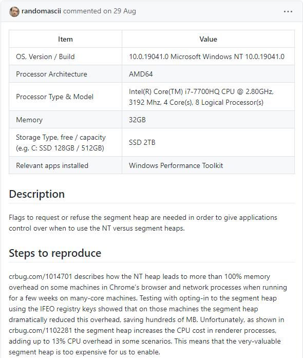 Chrome将用PartitionAlloc取代节省内存的Segment Heap技术
