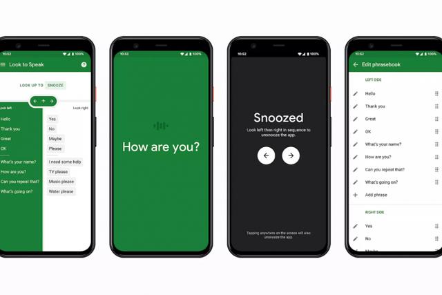 谷歌Look to Speak应用让用户能用眼睛选择并说出短语