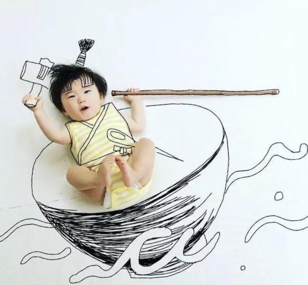 「超级宝妈」“神一般”的爸爸把儿子画进了宫崎骏的作品里，11万网友被暖心了
