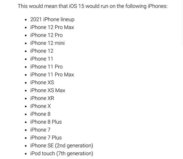 iOS15手机支持列表曝光：iPhone 6s真的用不下去了