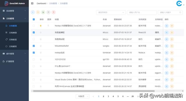 高质量 Vue+Egg.js 后台内容管理DoraCMS