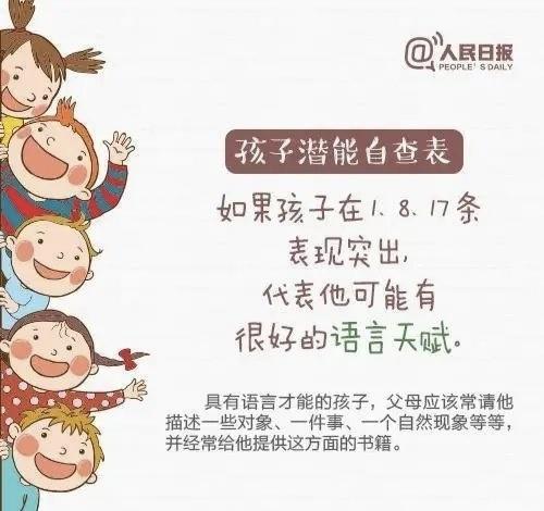 「你的育儿经」人民日报：《孩子潜能自查表》，别让天赋被埋没！