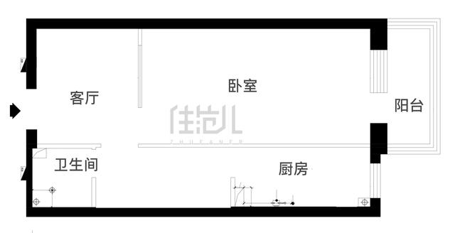 客厅|46㎡一居室变成两室一厅，孩子父母两房间还有干湿分离