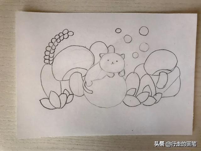 超级宝妈：儿童画教程#温暖色系#悠闲的小猫|原创绘画