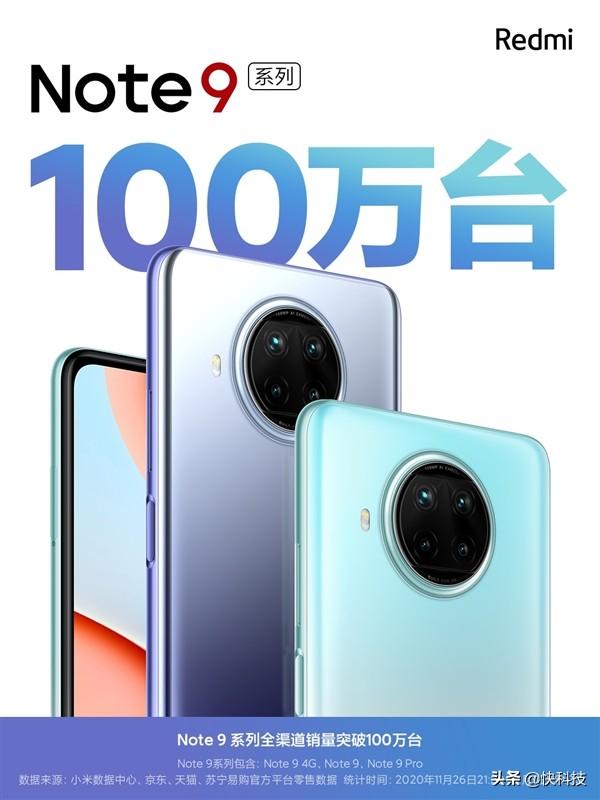 999起！Redmi Note 9系列13天销量破100万台