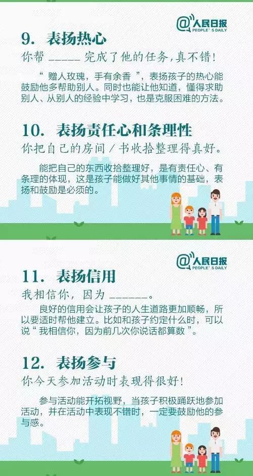 暖先生格调@人民日报:15个表扬孩子和10个惩罚孩子的科学方法,家长必读!