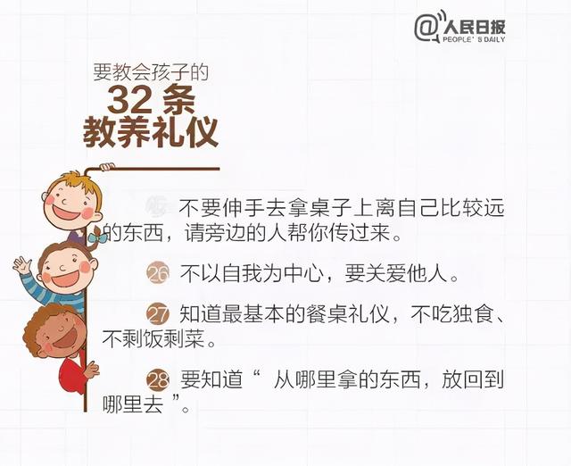 人民日报：这32条教养礼仪，越早教会孩子越好（家长收藏好）